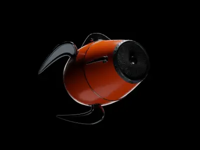 Retro Cartoon Space Rocket - Stylized vintage toy spaceship 3D model