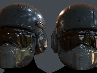 Gas mask helmet 3d model scifi Low-poly Low-poly 3D model Low-poly 3D model 9
