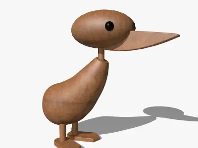 Wooden Toy Duck Low-poly 3D model purchase