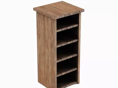 Medieval Tall Shelf 05 Low-poly 3D model