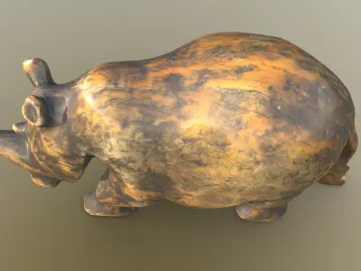 Hippo Stone Figure Low-poly 3D model