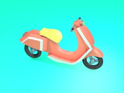 Low poly Vespa-Motorcycle 3D game asset Low-poly 3D model