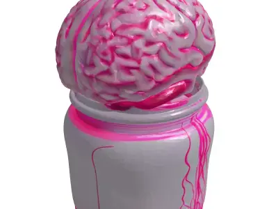 Neon Brain in a Jar 3D model
