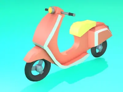 Low poly Vespa-Motorcycle 3D game asset Low-poly 3D model