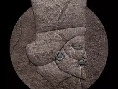 Dareios stone carving of man with beard Free 3D model