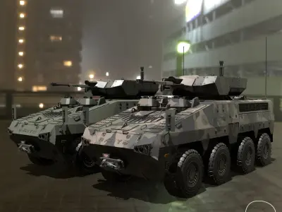 BARYS 8x8 Armoured Wheeled Vehicle Low-poly 3D model