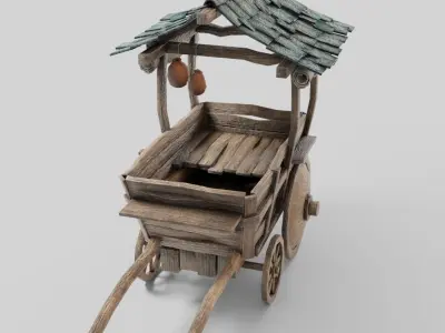 Medieval Cart Low-poly 3D model 6