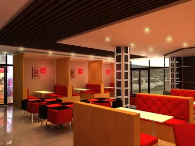 Fast Food Restaurant Low-poly 3D model