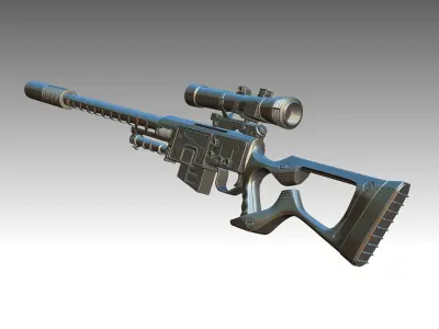 Sniper Rifle Low-poly 3D model 8