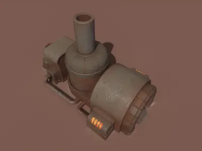 Retrofuturism Stylized Scifi Megaforge Low-poly 3D model
