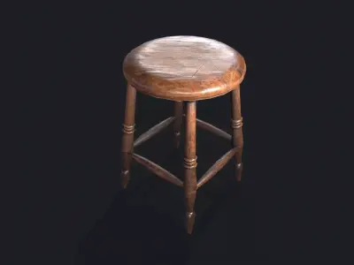 Antique Old Chair Low-poly 3D model