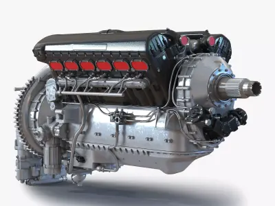 Old Piston Aero Engine 3D model