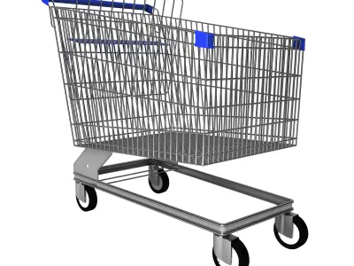 Steel shopping trolley 3D model