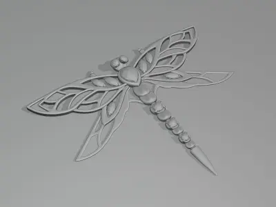 Antique brooch dragonfly with jewels 3D model