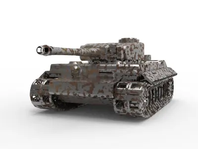 Simple Tiger Tank Low-poly 3D model