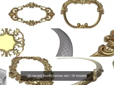10 carved round frames set 3D Model Pack