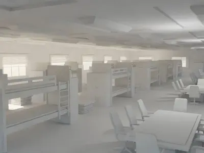 Military Dormitory - No Material Low-poly 3D model