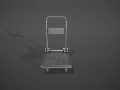 Folding Platform Truck Trolley - Grey Low-poly 3D model