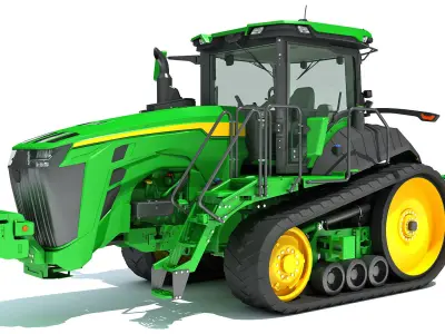 Tractor with Trailed Disc Harrow 3D model