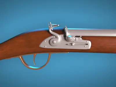 Flintlock Musket Firearm LowPoly 3D Model Low-poly 3D model