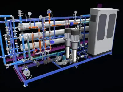 9m3h 2Stage RO Water Filter  System 3D model