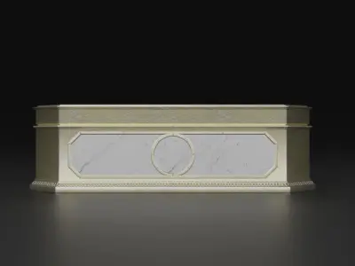 Antique rectangular jewellery box with gold plated ornate S Low-poly 3D model