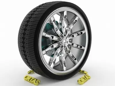ORTAS CAR WHEEL RIM 130 GAME READY WHEEL RIM TIRE 3D model