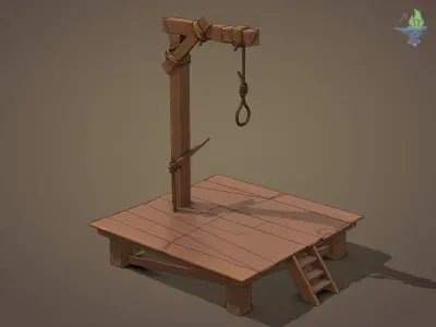 Gallows  Low-poly 3D model