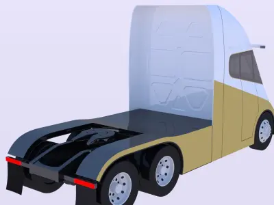 Future semitruck and Tesla Robovan 3D Model Pack
