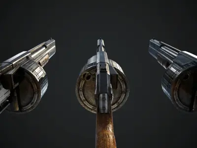 Horn 3 gun Low-poly 3D model