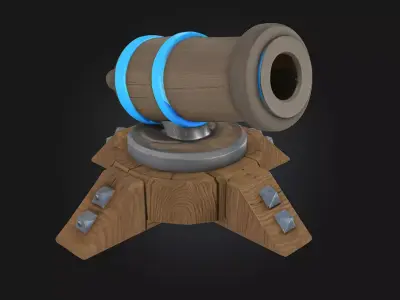 Cannon Turret  Stylized Heavy Artillery Model 3D model