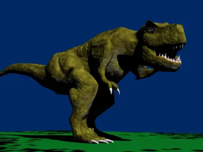 TRex model t-rex on grassy field Low-poly 3D model