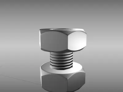Low-Poly Nut and Bolt Low-poly 3D model