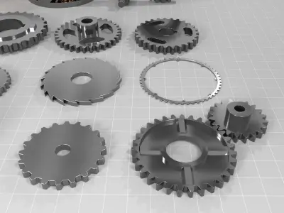 30 gears Low-poly 3D model