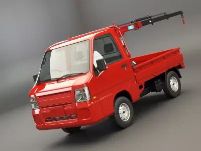 Kei Truck Mini Telescopic Crane 3D model