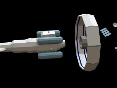 Spaceship orbital Low-poly 3D model
