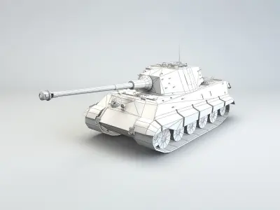 Low Poly Tiger II Ausf G heavy tank Low-poly 3D model