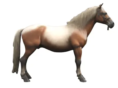 Viking era horse game model Low-poly 3D model