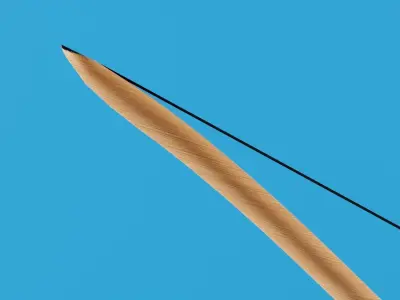 Longbow wooden stick Low-poly 3D model