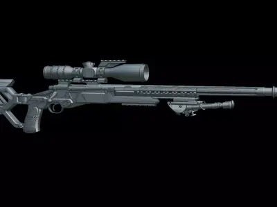 Game Ready Postapocalyptic Sniper Rifle Free low-poly 3D model