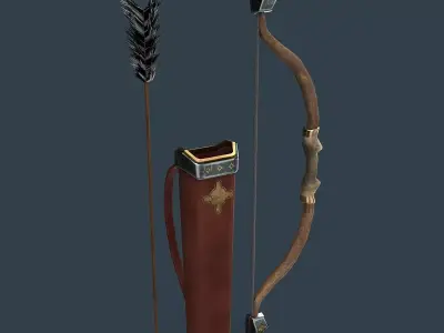 Bow and arrows Low-poly 3D model
