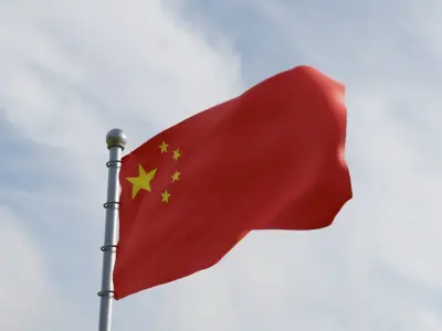 Animated China Flags  3D model