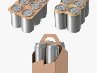 Paperboard Packaging with Aluminium Cans Collection 3D model