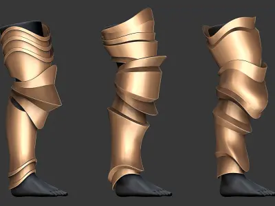 Leg Armor Highpoly and Lowpoly With UVs Vol 2 Low-poly 3D model