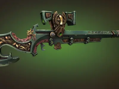 Dwarf sniper rifle Low-poly 3D model