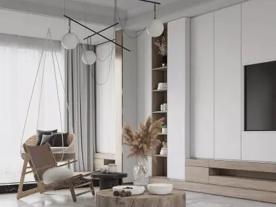 Industrial Living Interior scene 3D model 9
