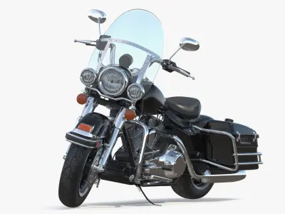 Road King Motorcycle Black Parked 3D model