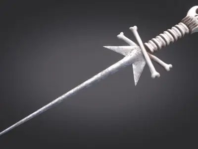 Stylized Medieval Sword melee weapon game ready Low-poly 3D model