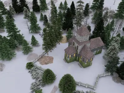 CASTLE church in woods Free 3D model