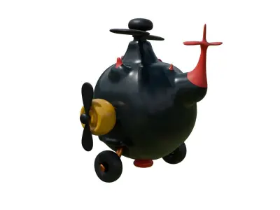 Cute Cartoon Helicopter Character Fully Rigged Low-poly 3D model
